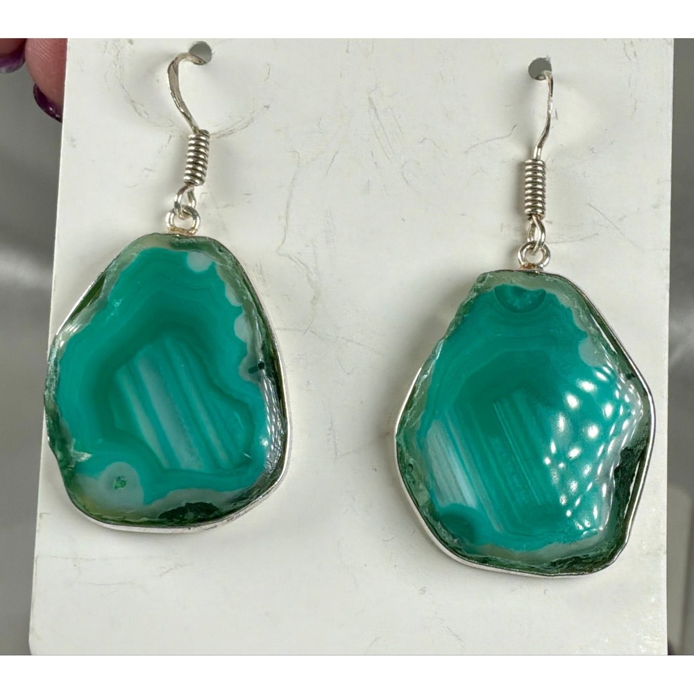 💗💙💚💜 Sliced Agate Earring Bundle | 4 Pair Bold Statement Set - Picture 4 of 5